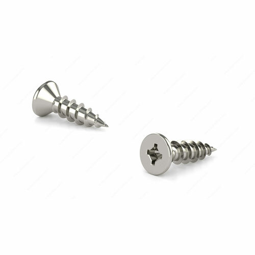 Richelieu FQCN658PR Nickel-Plated Flat Head Wood Screw, Quadrex Drive, Coarse Thread