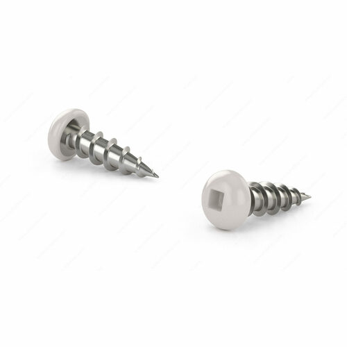 Richelieu PKCW8916PR White Pan Head Wood Screw, Square Drive, Coarse Thread, Regular Point