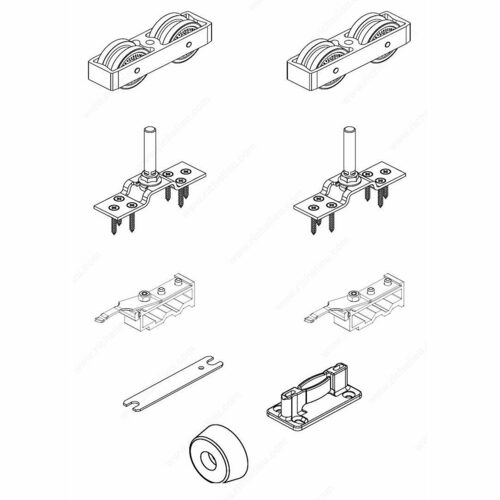 Richelieu 8926045 HAWA JUNIOR 250/A Hardware Set with Dual Track Stoppers