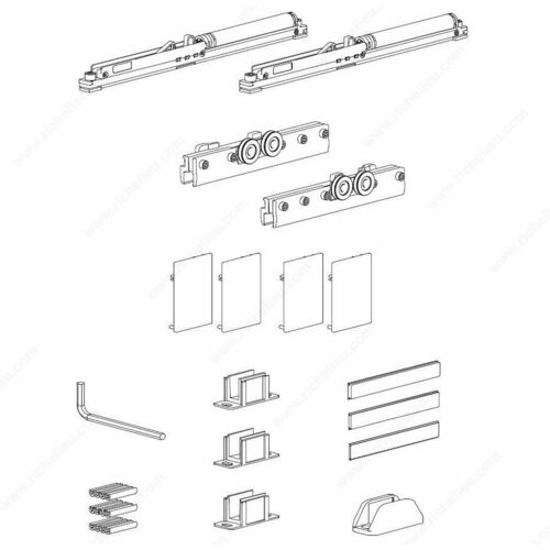 Richelieu 89270022061A Terno Solo Vetro 80 Soft-Close Hardware Set with 2 Mechanisms