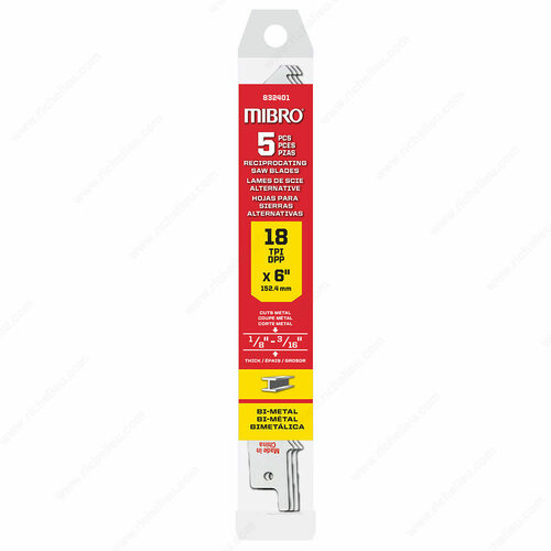 Richelieu 813031 5-Piece Bi-Metal Reciprocating Saw Blade Set