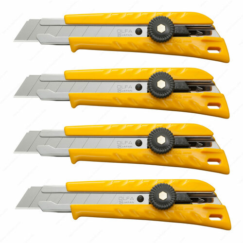 Richelieu 901804 OLFA Classic L-1 Heavy-Duty Ratchet-Lock Utility Knife, 4-Pack