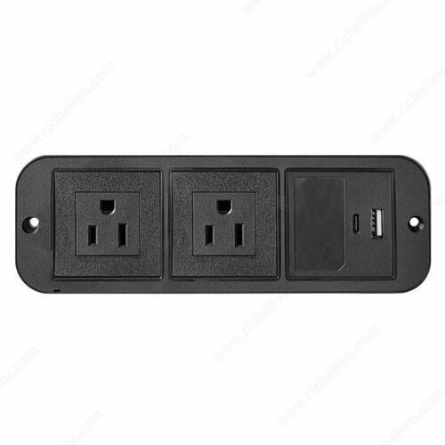 Richelieu DS2332P2U90 Recessed Power Bar 2 x 120V Outlets, 1 x USB-A, 1 x USB-C