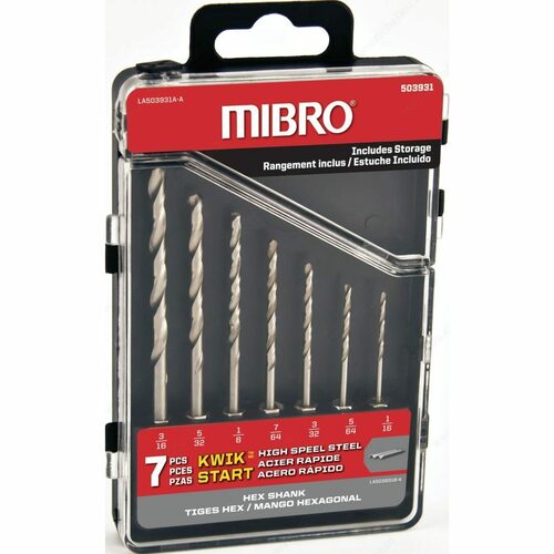 Richelieu 503931 Universal Quick Change Hex Shank High-Speed Steel Set - 7 Pieces