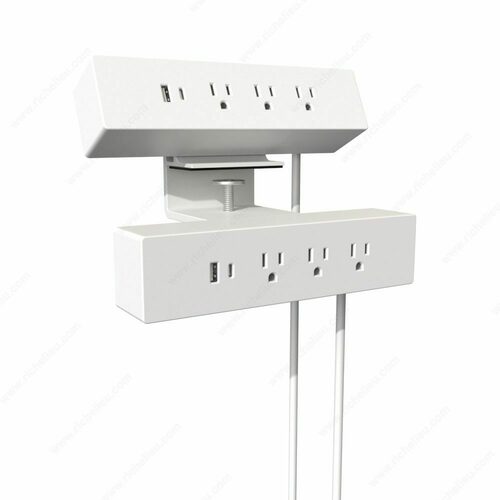 Richelieu 3641313030 Dual Clamp-On Power Bar USB Charging Station