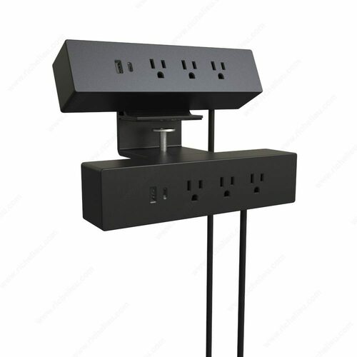 Richelieu 3641313900 Dual Clamp-On Power Bar USB Charging Station
