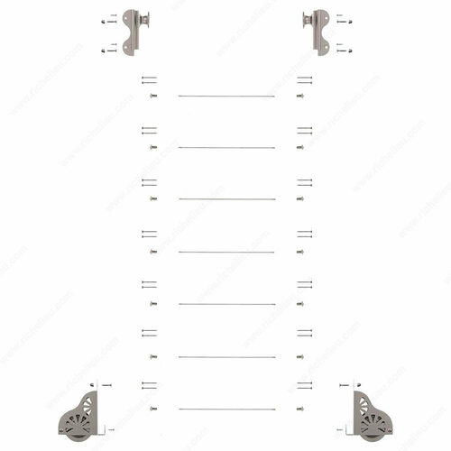 Richelieu 8851002185 Rolling Hook Ladder Hardware Kit with Brake Wheels