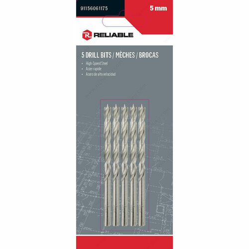 Richelieu 91156061175 5mm Brad Point High-Speed Steel Drill Bit