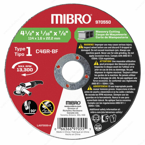 Richelieu 970550 Reinforced Masonry Cut-Off Blade