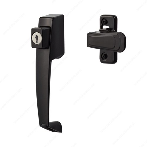 Richelieu BK312BL VP Black Push Button Handle Set with Key Lock
