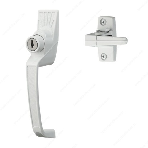 Richelieu SK12 Classic White Push-Button Handle Set with Key Lock