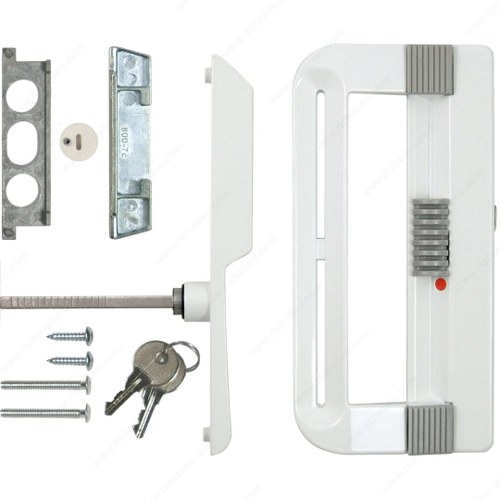 Richelieu SK800KBL White Patio Door Handle Set with Keyed Lock