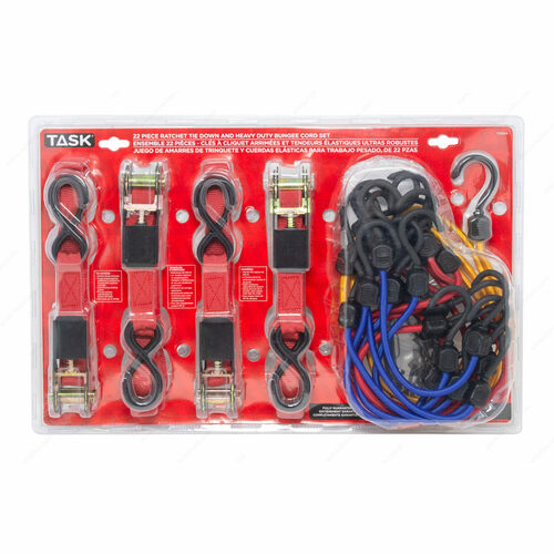 Richelieu T32648 Heavy Duty Ratchet Tie Down Bungee Cord Set