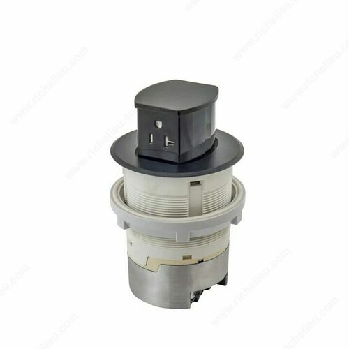 Richelieu WEBSO1250227 Hubbell 20 AMP Countertop Pop-Up Outlet by Docking Drawer
