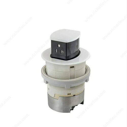 Richelieu WEBSO1250228 Hubbell 20 AMP Pop-Up Countertop Outlet by Docking Drawer