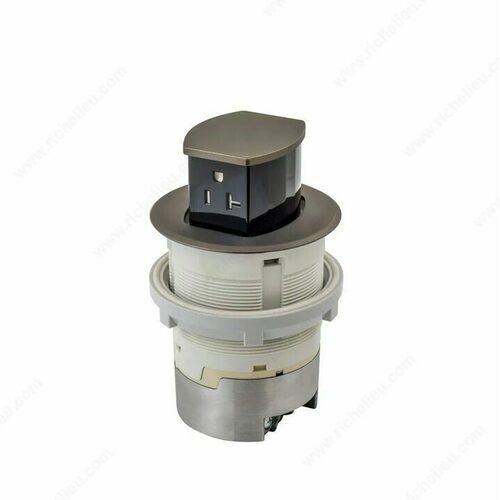 Richelieu WEBSO1250229 Hubbell 20 AMP Countertop Pop-Up Outlet by Docking Drawer