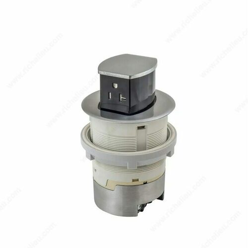 Richelieu WEBSO1250230 Hubbell 20 AMP Pop-Up Countertop Outlet by Docking Drawer