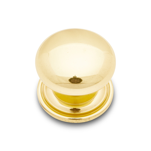 RKI CK-3216-ATB Polished Brass Solid Plain Knob with Backplate