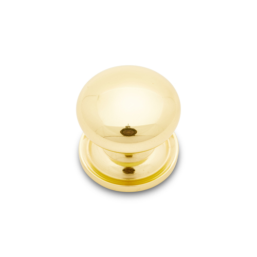 RKI CK-3217-ATB Polished Brass Solid Plain Knob with Backplate