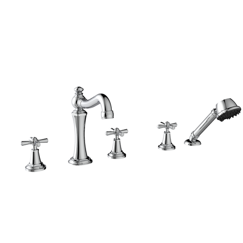 Santec 1055PF10-TM LYRA TRIM - Roman Tub Filler with Hand Shower - Cross Handle