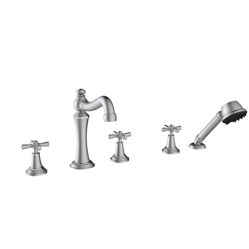 Santec 1055PF75-TM LYRA TRIM - Roman Tub Filler with Hand Shower - Cross Handle