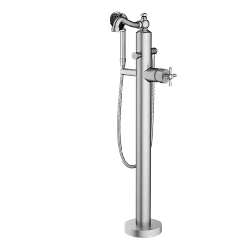 Santec 1094PF75-TM LYRA TRIM - Floor Mount Tub Filler with Hand Shower - Cross Handle