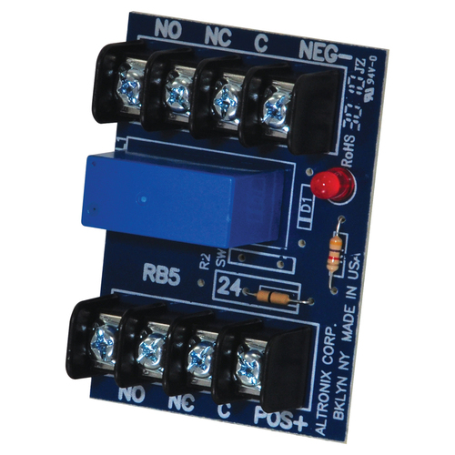 Altronix RB524 Relay Module, 24VDC, 40mA Draw, 5A/220VAC or 28VDC DPDT Contacts
