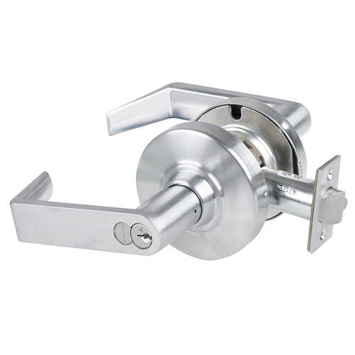 Schlage ALX70RRHO626 ALX Series Grade 2 Classroom Rhodes Lever Lock with Large Format IC Core C Keyway 47267042 Deadlatch and 47267101 ANSI Strike Satin Chrome Finish