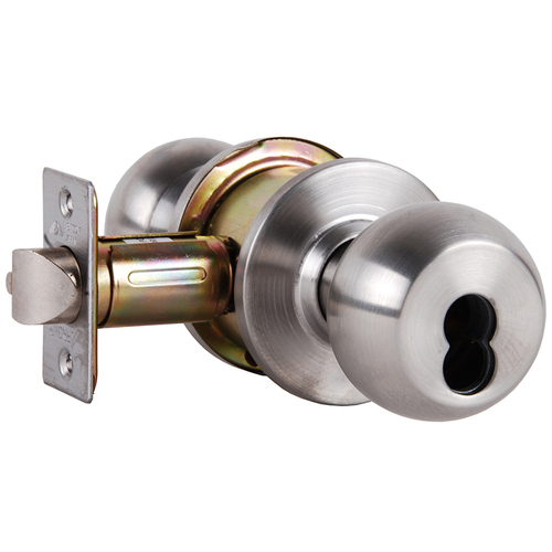 Arrow Lock RK11-BD-32D-IC Grade 2 Turn-Pushbutton Cylindrical Lock, Ball Knob, SFIC Less Core, Satin SS Finish