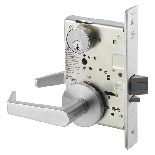 Accentra AUR8805FL626 Augusta Lever Mortise Lock, Copenhagen Rose, Para Keyway, Satin Chrome