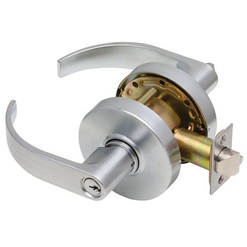Dexter C1000-STRM-C-626-KDC Grade 1 Curved Lever Clutch Cylindrical Lock, C Keyway, Satin Chrome