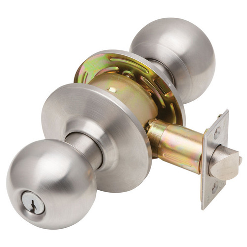 Dexter C2000-STRM-B-630-KDC Grade 2 Satin Stainless Steel Ball Knob Lock, C Keyway, 2-3/4