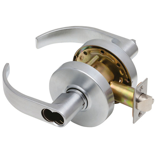 Dexter C2000-STRM-C-626-SFIC Grade 2 Curved Lever Non-Clutch Cylindrical Lock, IC Prep, Satin Chrome