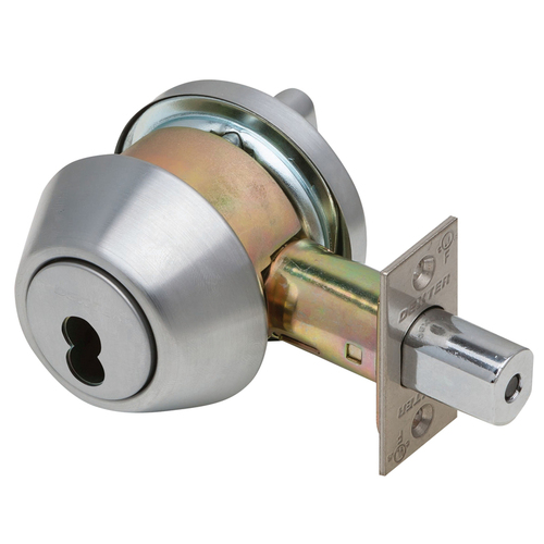 Dexter DB1000-SCT-626-SFIC Grade 1 Single Cylinder Deadbolt, IC Prep, Adjustable Backset, Satin Chrome