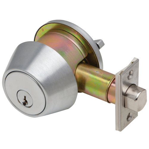 Dexter DB2000-DCT-626-KDC Grade 2 Double Cylinder Deadbolt, C Keyway, Adjustable Backset, Satin Chrome