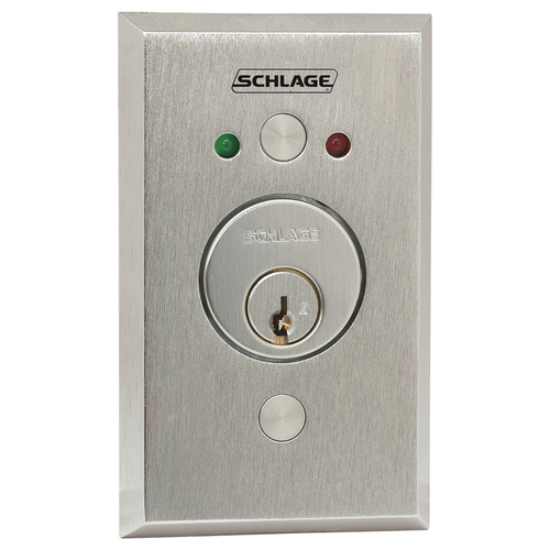 Schlage 653-04 L2 Heavy-Duty SPDT Maintained Keyswitch with Two LEDs, Satin Stainless Steel