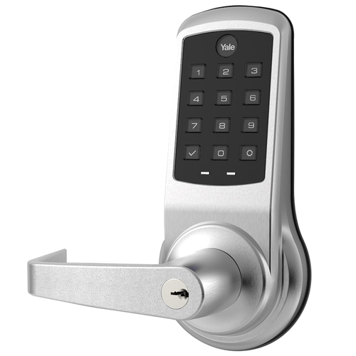 Yale AUNTB610-ZW2626 Augusta Lever NexTouch Key Override Pushbutton Keypad Z-Wave Wireless Lockset with Para Keyway Satin Chrome Finish