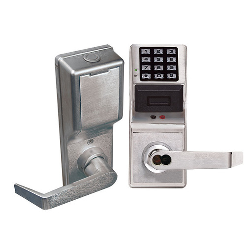 Alarm Lock PDL4100IC-C US26D Pushbutton Cylindrical Door Lock, Prox Reader, 2000 Users, Satin Chrome Finish