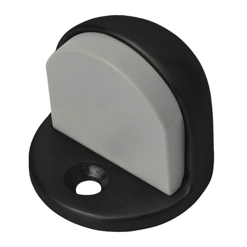 Rockwood 441H BSP Dome Floor Stop 7/32in X 1-7/8in Diameter Base X 1-7/8in High, Solid Cast Brass with Rubber Bumper, Bsp Black Suede Powder Coat