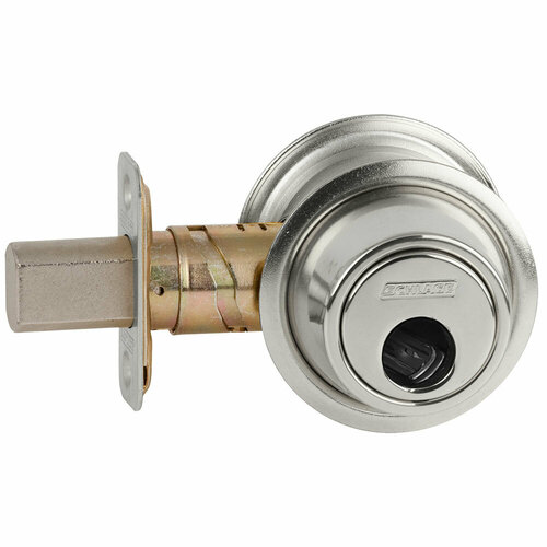 Schlage B560L625 Grade 2 Single Cylinder Deadbolt Less Cylinder with 12287 Latch and 10094 Strike Bright Chrome Finish