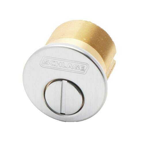 Schlage 09487626118NH Non-Handed Mortise Cylinder Turn Unit, Coin Turn, Satin Chrome, 1-1/8