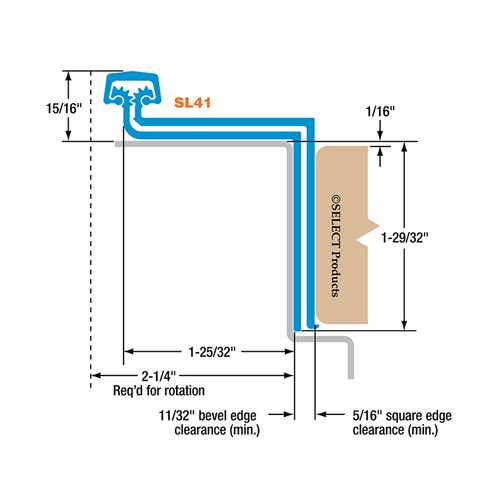 Select Hinges SL41 CL HD600 83 Swing Clear Continuous Hinge