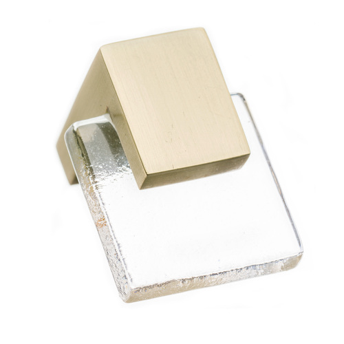 Sietto K-1200-SB Affinity Clear Knob with Satin Brass Base