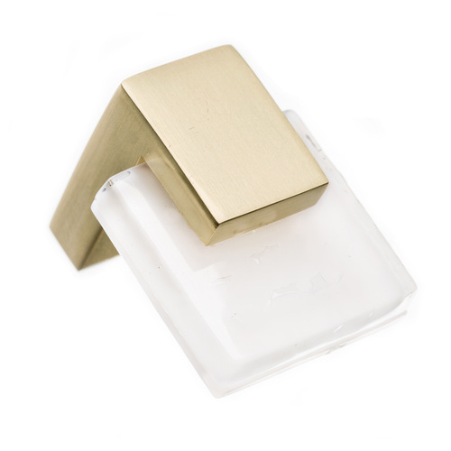 Sietto K-1201-SB Affinity White Knob with Satin Brass Base