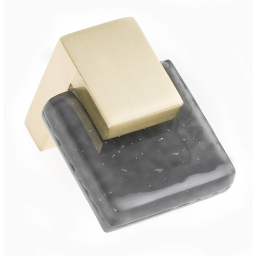Sietto K-1202-SB Affinity Slate Gray Knob with Satin Brass Base