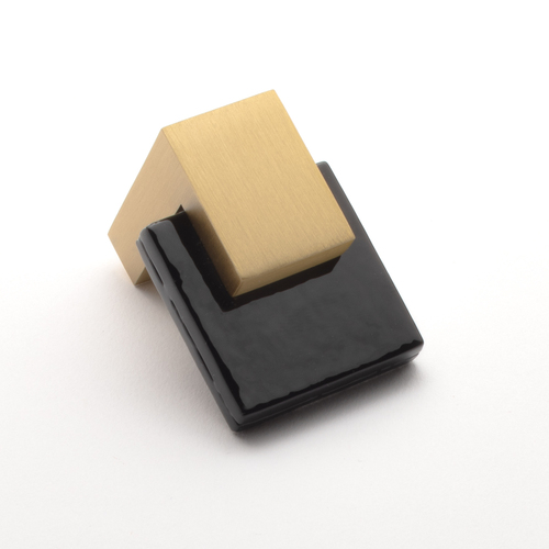 Sietto K-1203-SB Affinity Black Knob with Satin Brass Base