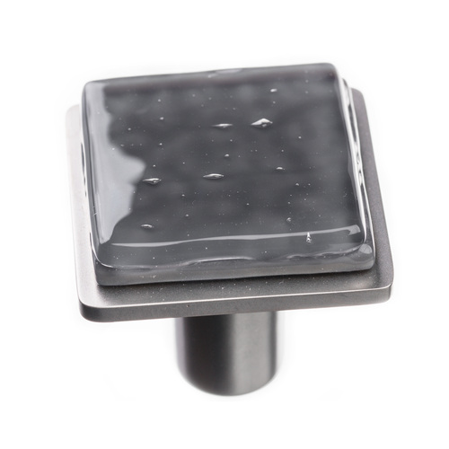 Sietto K-1301-SN Geometric Slate Gray Square Knob with Satin Nickel Base