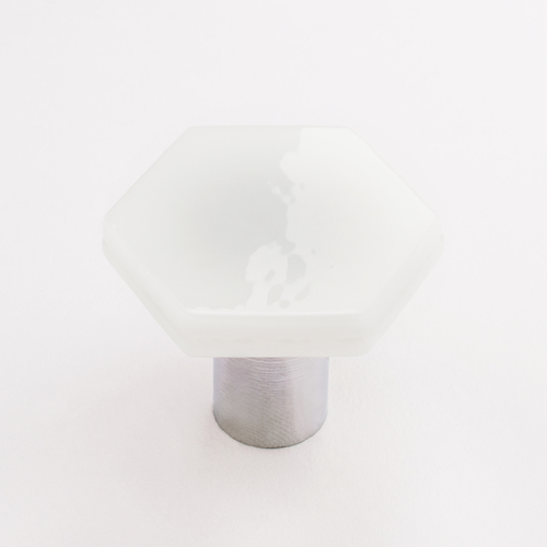 Sietto K-1700-PC Hexagon White Knob with Polished Chrome Base