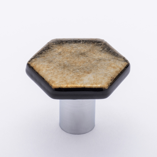 Sietto K-1703-PC Hexagon Irid Gold Black Knob with Polished Chrome Base