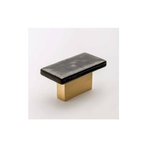 Sietto K-1802-SB Skyline Irid Black Knob with Satin Brass Base